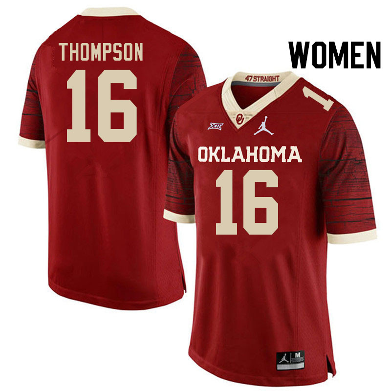 Women #16 Casey Thompson Oklahoma Sooners College Football Jerseys Stitched-Retro